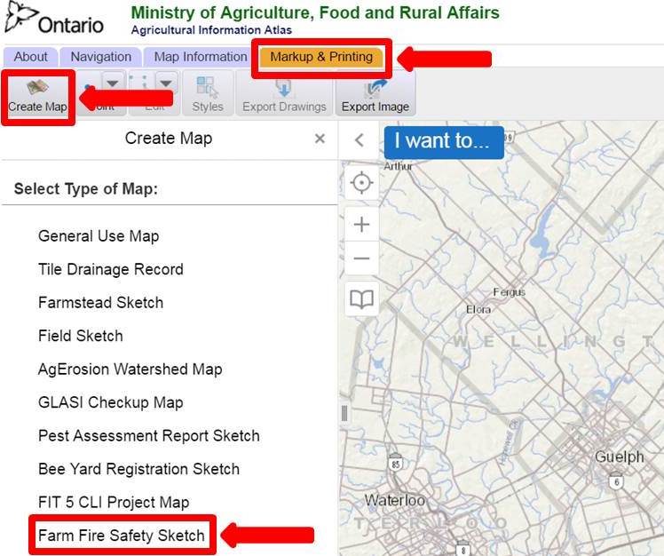 Picture showing where to find the Farm Fire Safety Sketch Template and other new tools