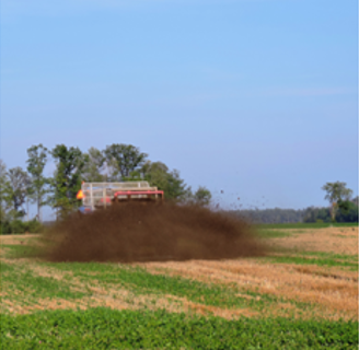 Figure 1: Dairy Manure being applied to a cover crop in late summer