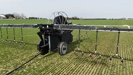 Many fields had nitrogen applied to winter wheat crops in the past week. In this photo manure is being applied robotically to wheat.